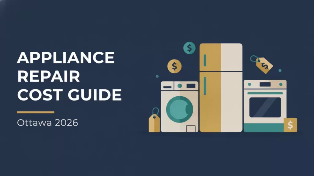 Appliance repair cost guide flat illustration with appliances and price tags