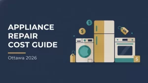 Appliance repair cost guide flat illustration with appliances and price tags