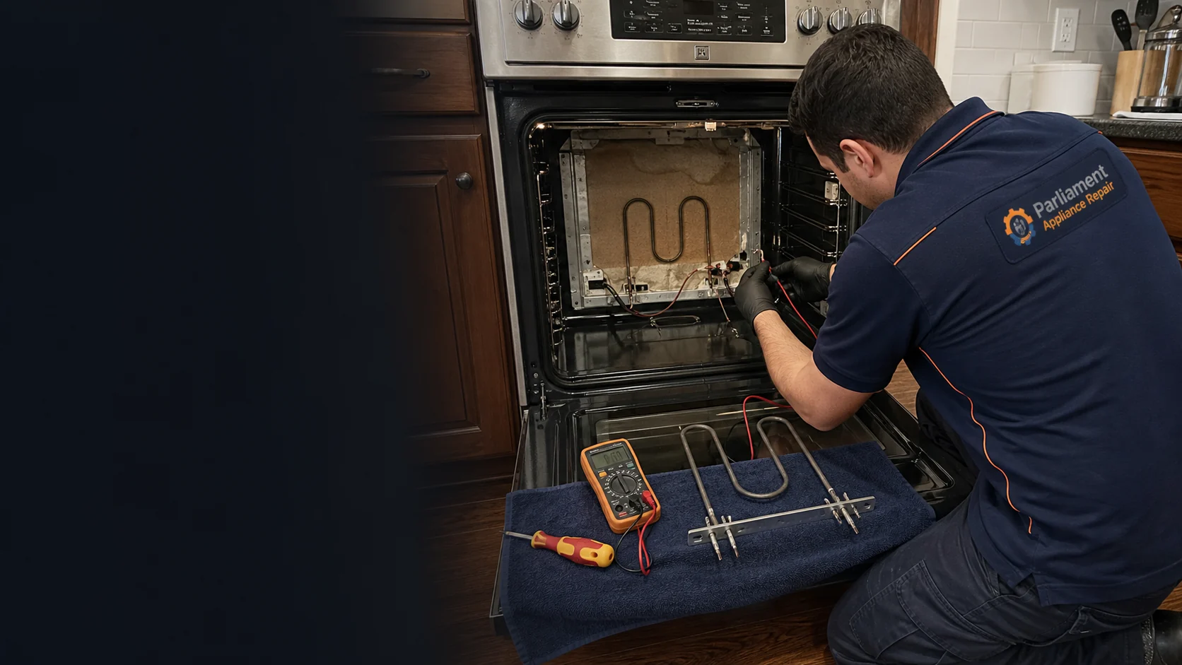 Parliament Appliance Repair technician testing an oven heating element in Ottawa