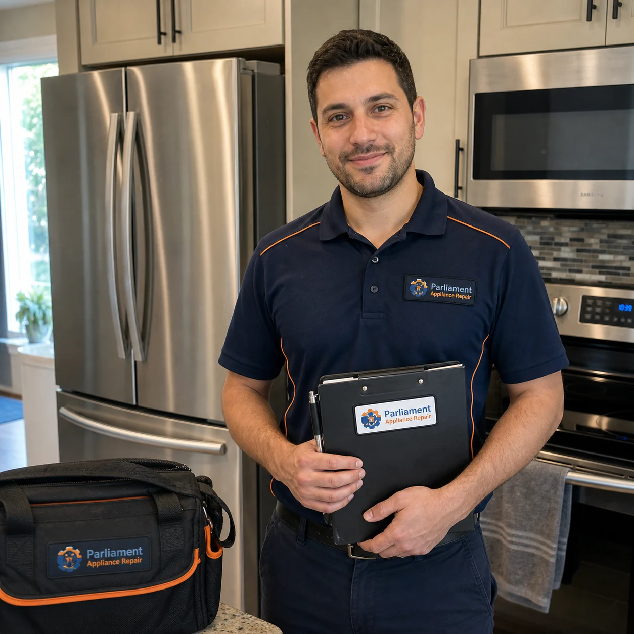 Friendly Parliament Appliance Repair technician near household appliances in Ottawa