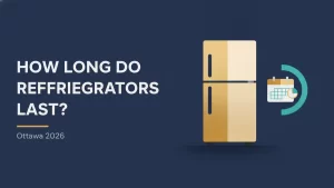 How long do refrigerators last flat illustration with a fridge and clock